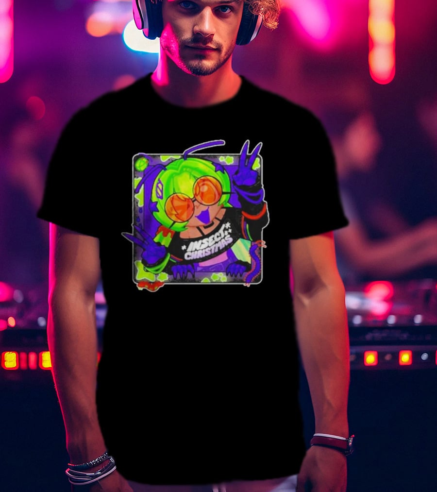 Insect Christmas Neon Peace Alien Vibes T-Shirt