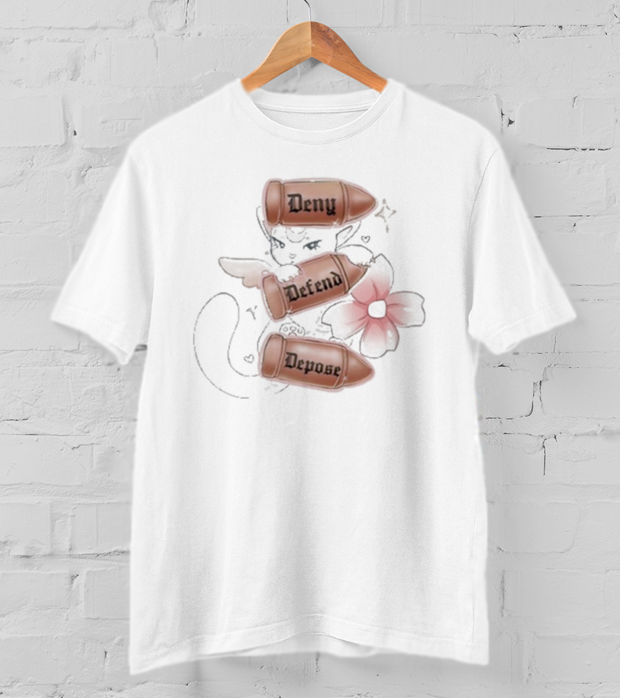 Sugary Carousel Deny Defend Depose Cat With Bullets And Flower T-Shirt