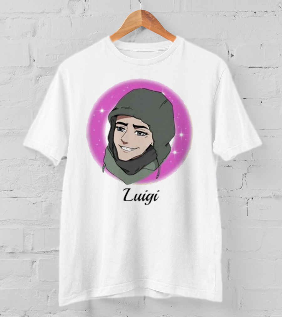 Luigi Anime Shooter Charm With Green Hood And Sparkling Pink Circle T-Shirt