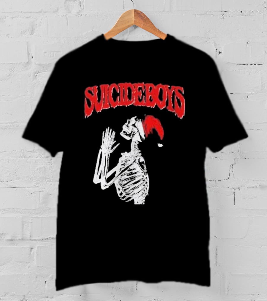 SUICIDEBOYS Skeleton Santa Hat T-Shirt