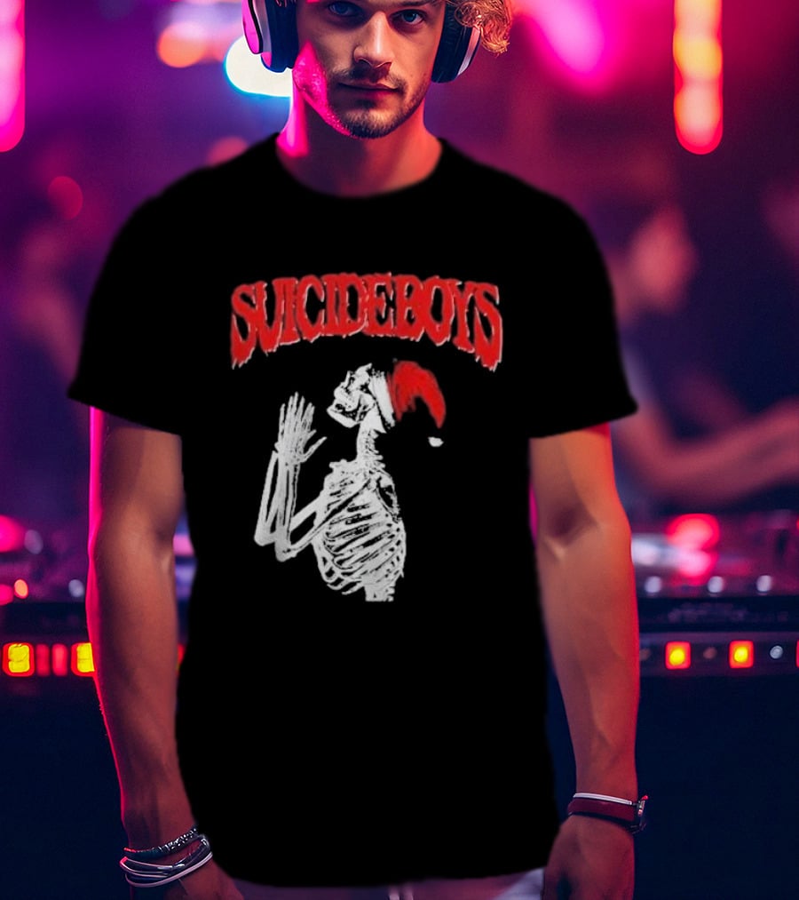 SUICIDEBOYS Skeleton Santa Hat T-Shirt