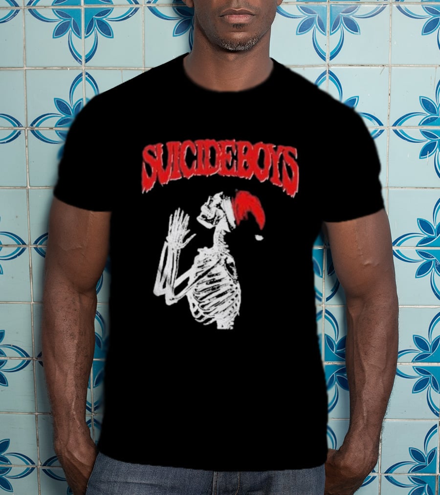 SUICIDEBOYS Skeleton Santa Hat T-Shirt