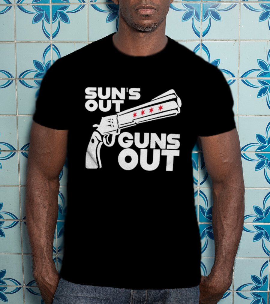 Sun’s Out Guns Out Gun With Stars On Barrel T-Shirt