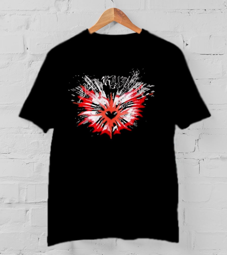Valkyrae Heart Wings With Red And Black Radiant Burst T-Shirt