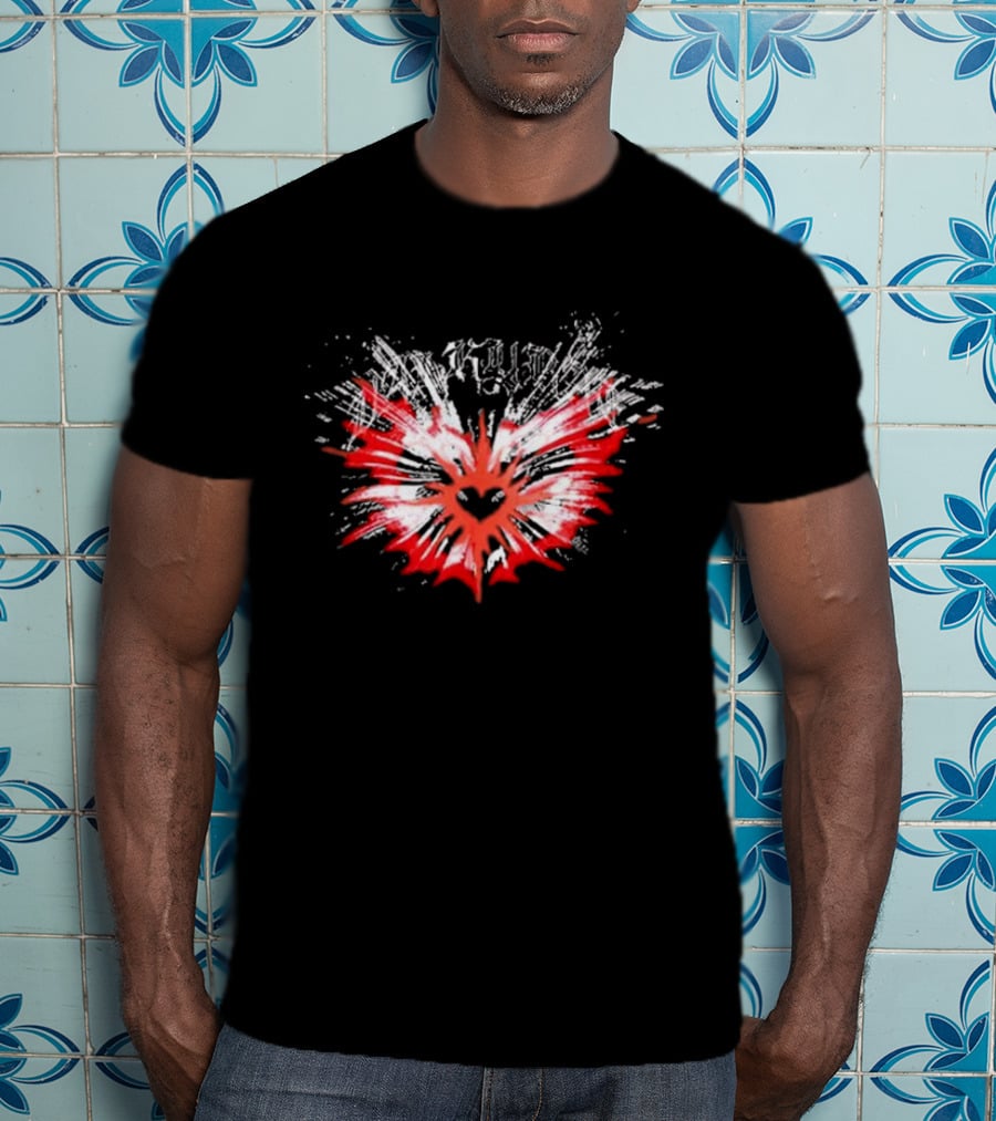 Valkyrae Heart Wings With Red And Black Radiant Burst T-Shirt