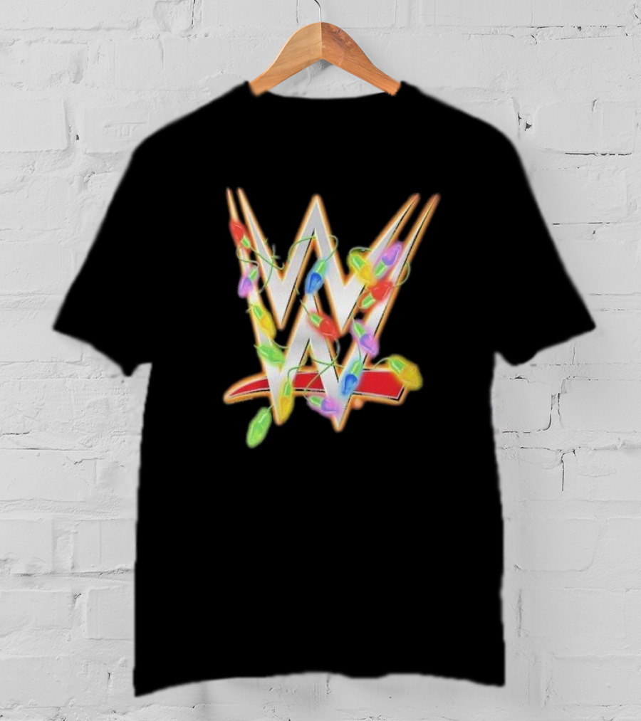 WWE Ripple Junction Christmas Lights Logo Holiday T-Shirt