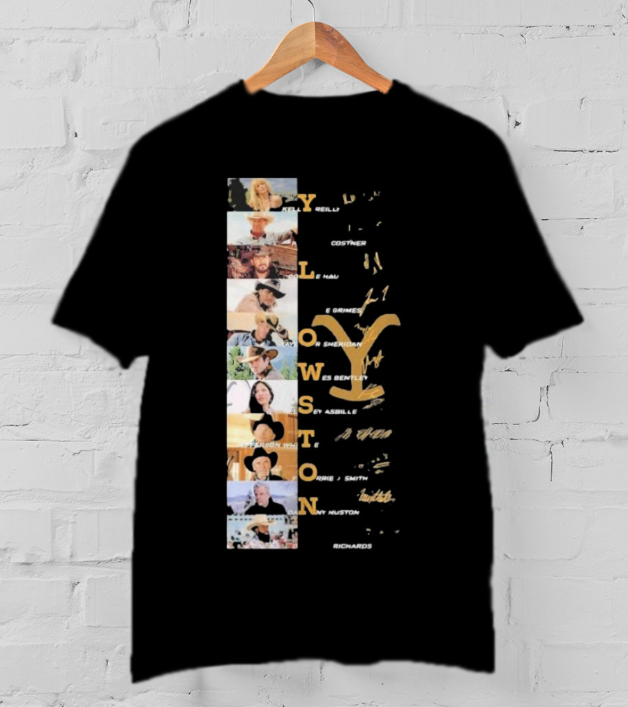 Yellowstone Cast Vertical Collage With Names And Signature Elements T-Shirt