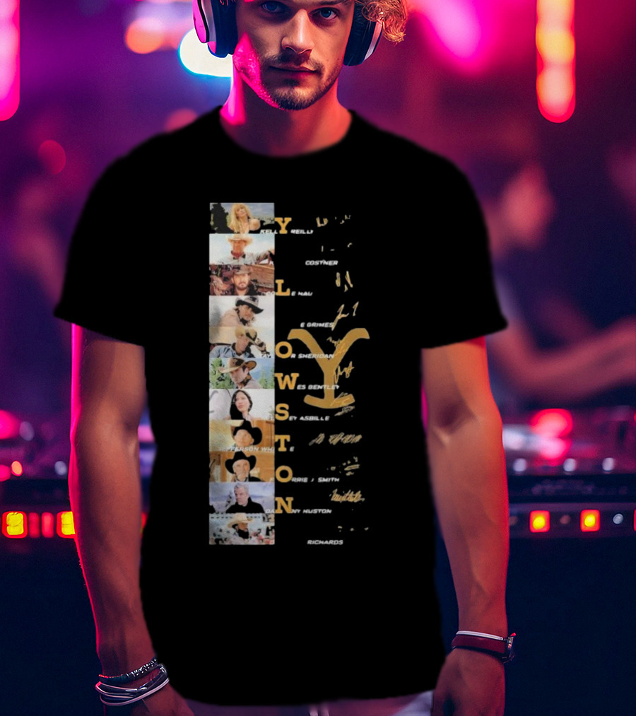 Yellowstone Cast Vertical Collage With Names And Signature Elements T-Shirt