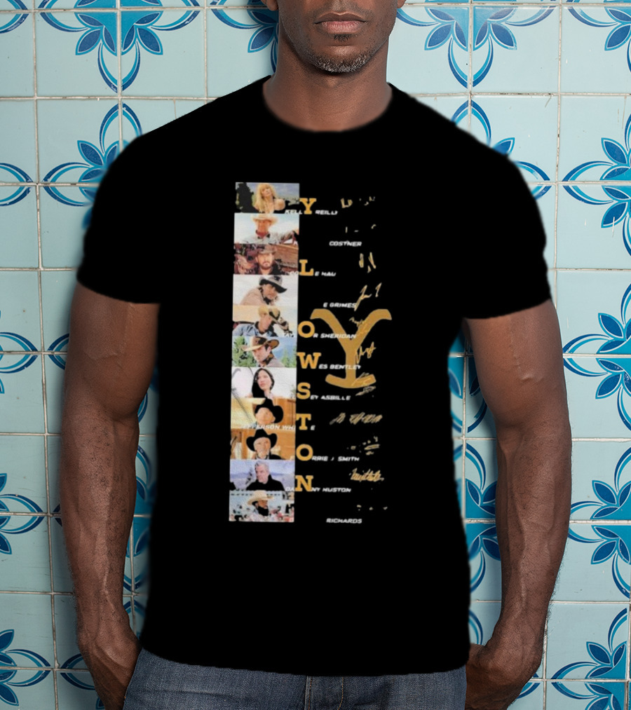 Yellowstone Cast Vertical Collage With Names And Signature Elements T-Shirt
