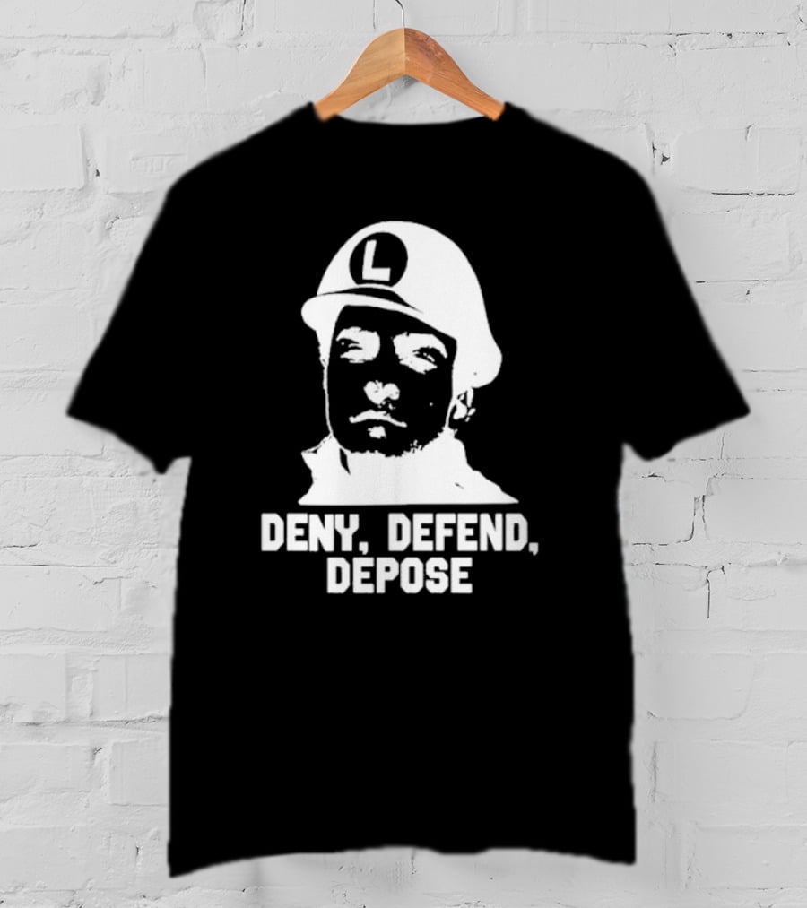 Yesyoureracist Deny Defend Depose Helmeted Face With Letter L T-Shirt