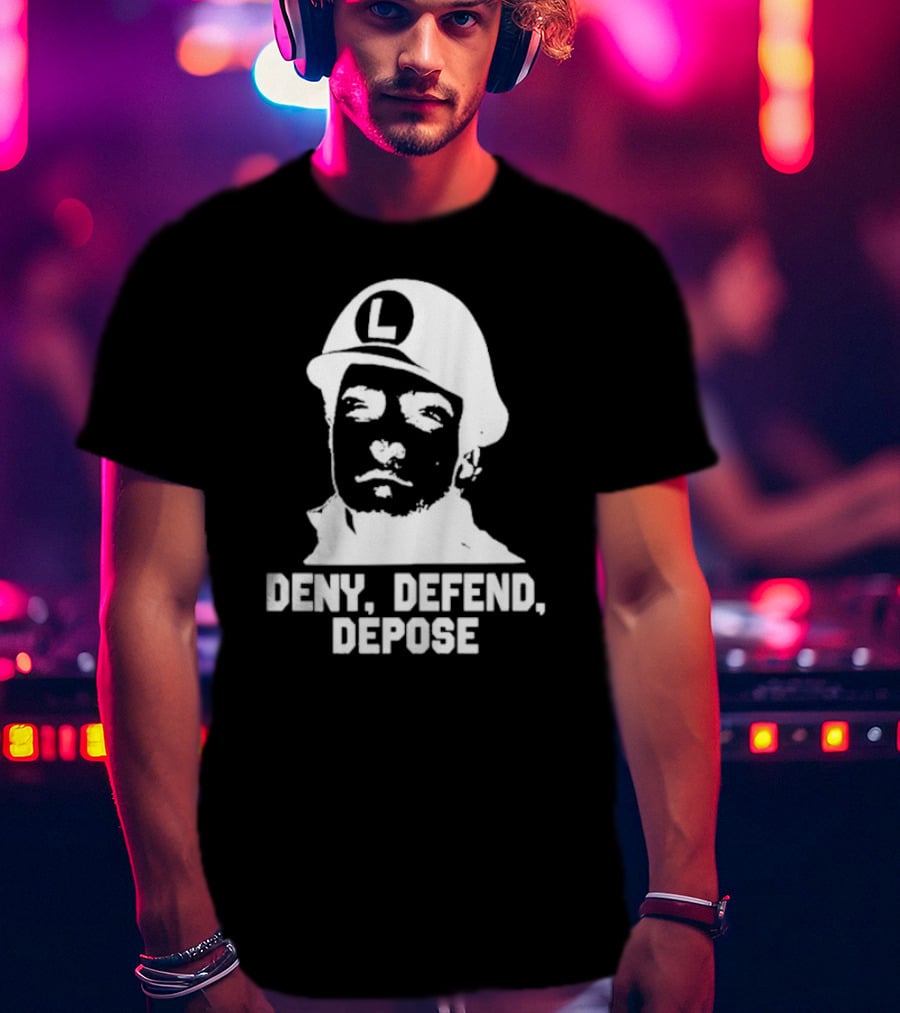 Yesyoureracist Deny Defend Depose Helmeted Face With Letter L T-Shirt