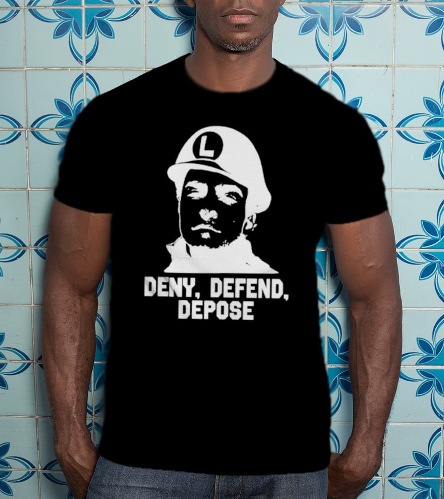 Yesyoureracist Deny Defend Depose Helmeted Face With Letter L T-Shirt