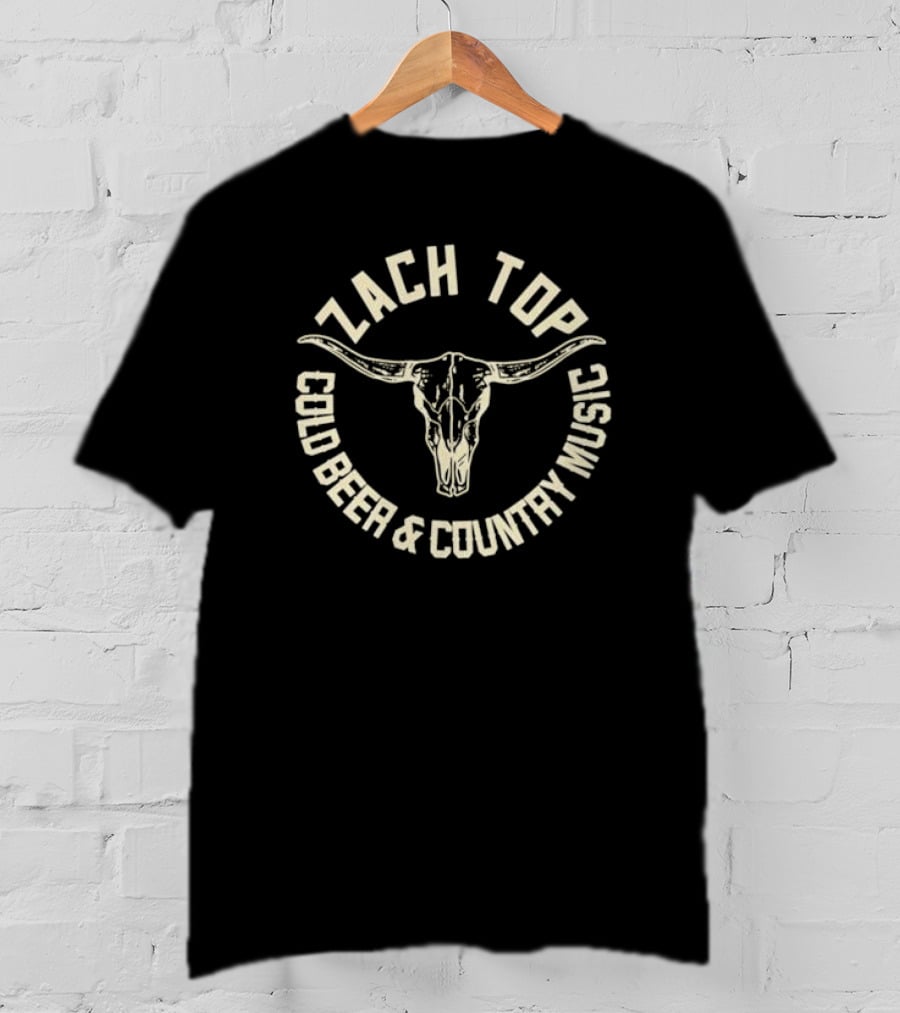 Zach Top Cold Beer And Country Music Skull T-Shirt
