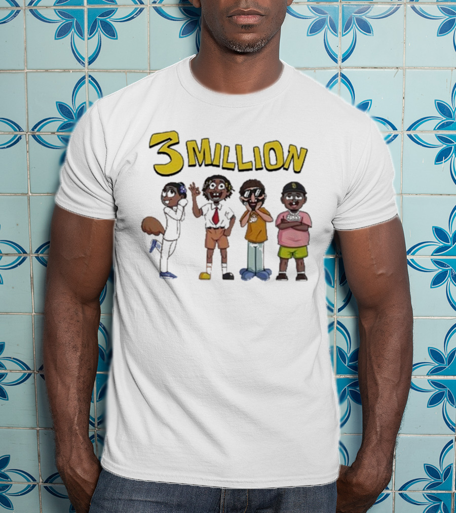 Daydrian Harding 3 Million Subscribers Celebration With Cartoon Characters T-Shirt