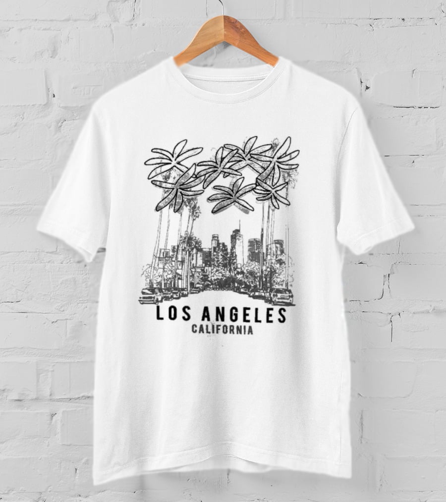 Los Angeles California Palms Seafoam Cityscape T-Shirt