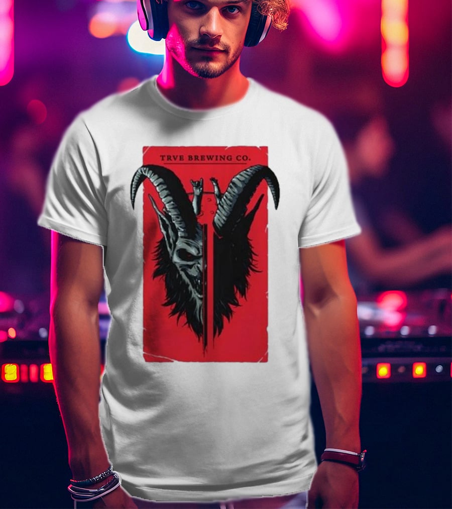 Trve Brewing Co. Krampus Red And Black Goat Skull T-Shirt