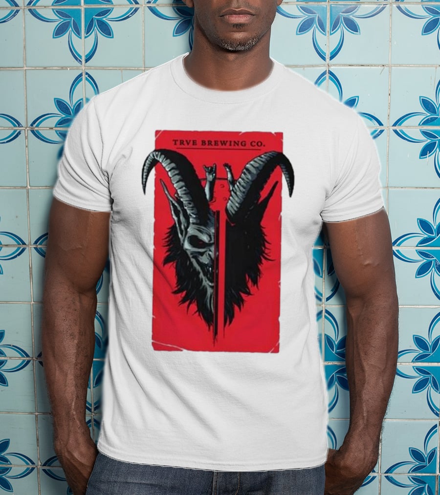 Trve Brewing Co. Krampus Red And Black Goat Skull T-Shirt