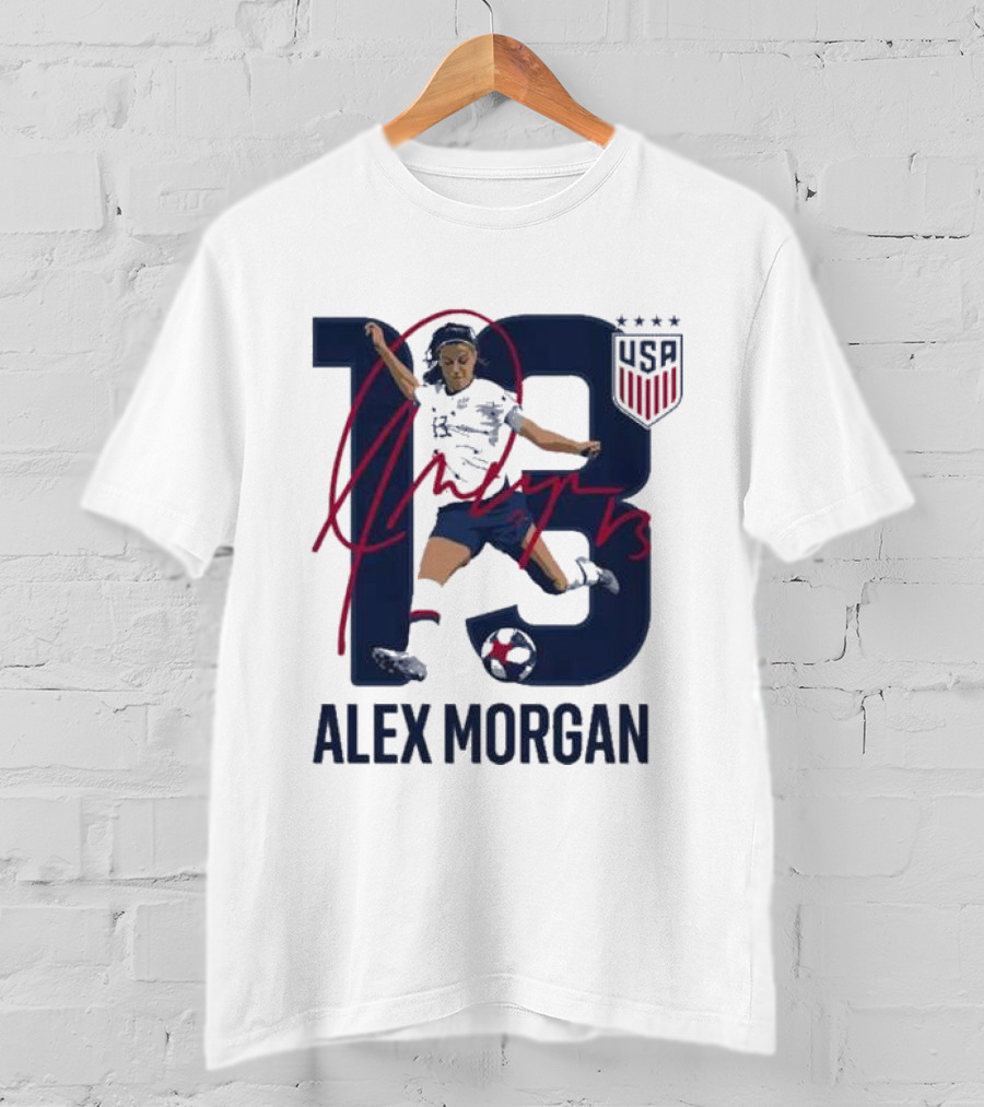 USA Alex Morgan 13 Signature Soccer Player With USA T-Shirt
