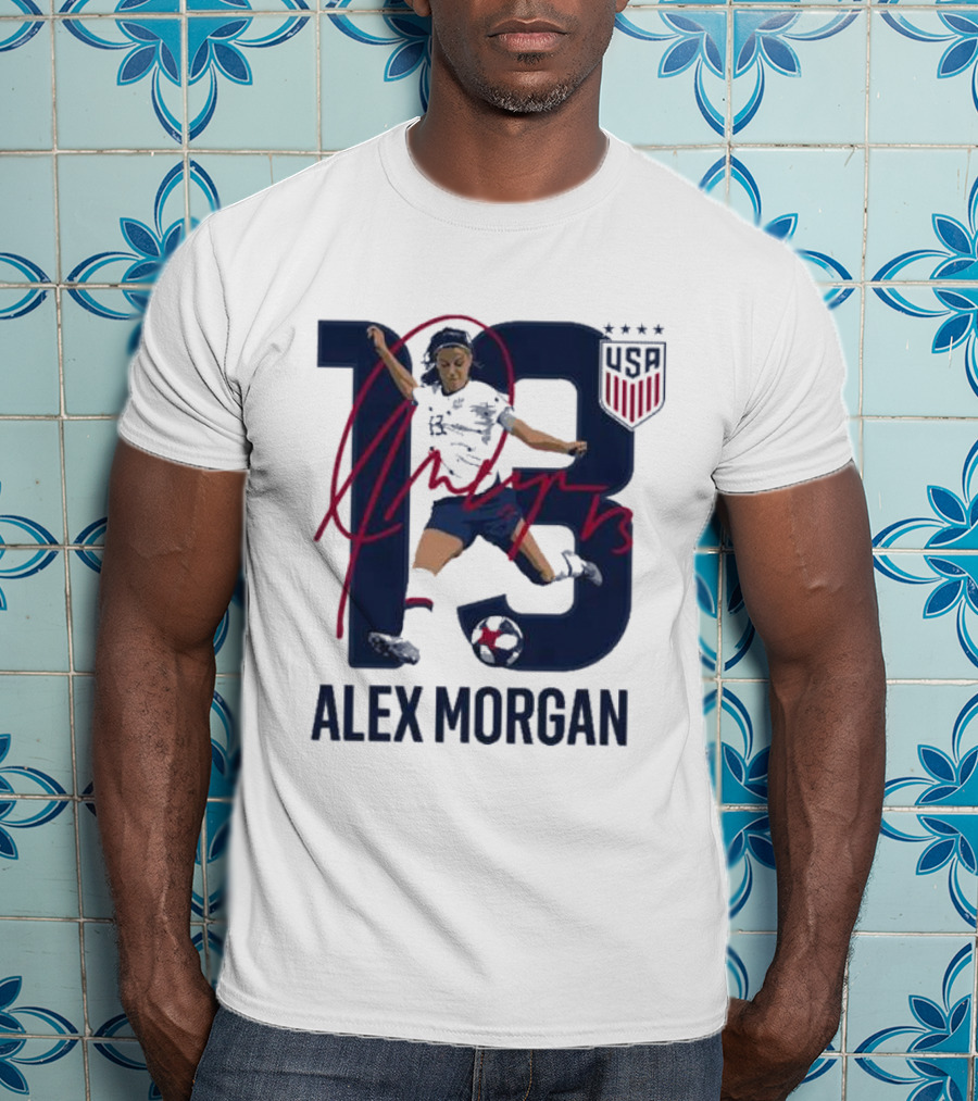 USA Alex Morgan 13 Signature Soccer Player With USA T-Shirt