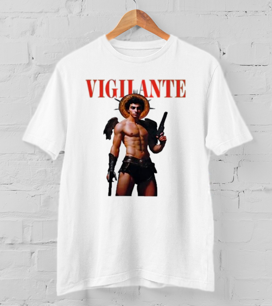 Vigilante Angelic Warrior With Wings And Guns T-Shirt