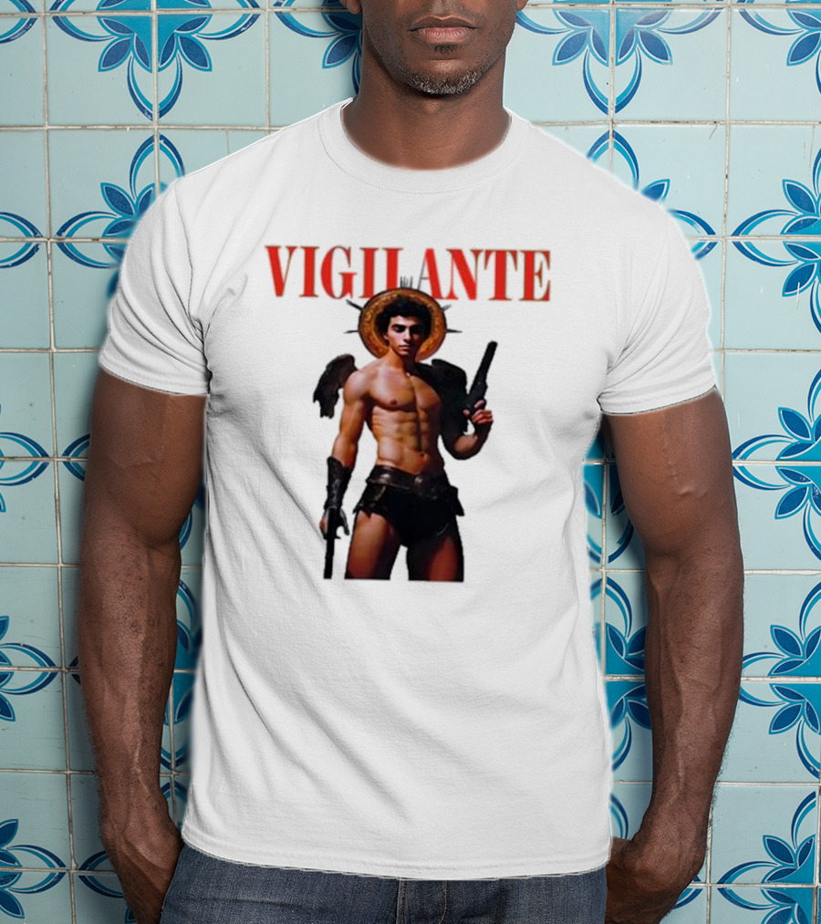 Vigilante Angelic Warrior With Wings And Guns T-Shirt