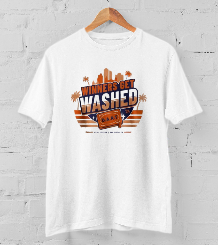 Winners Get Washed DART 24 Bowl Edition San Diego CA Skyline And Palm Trees T-Shirt