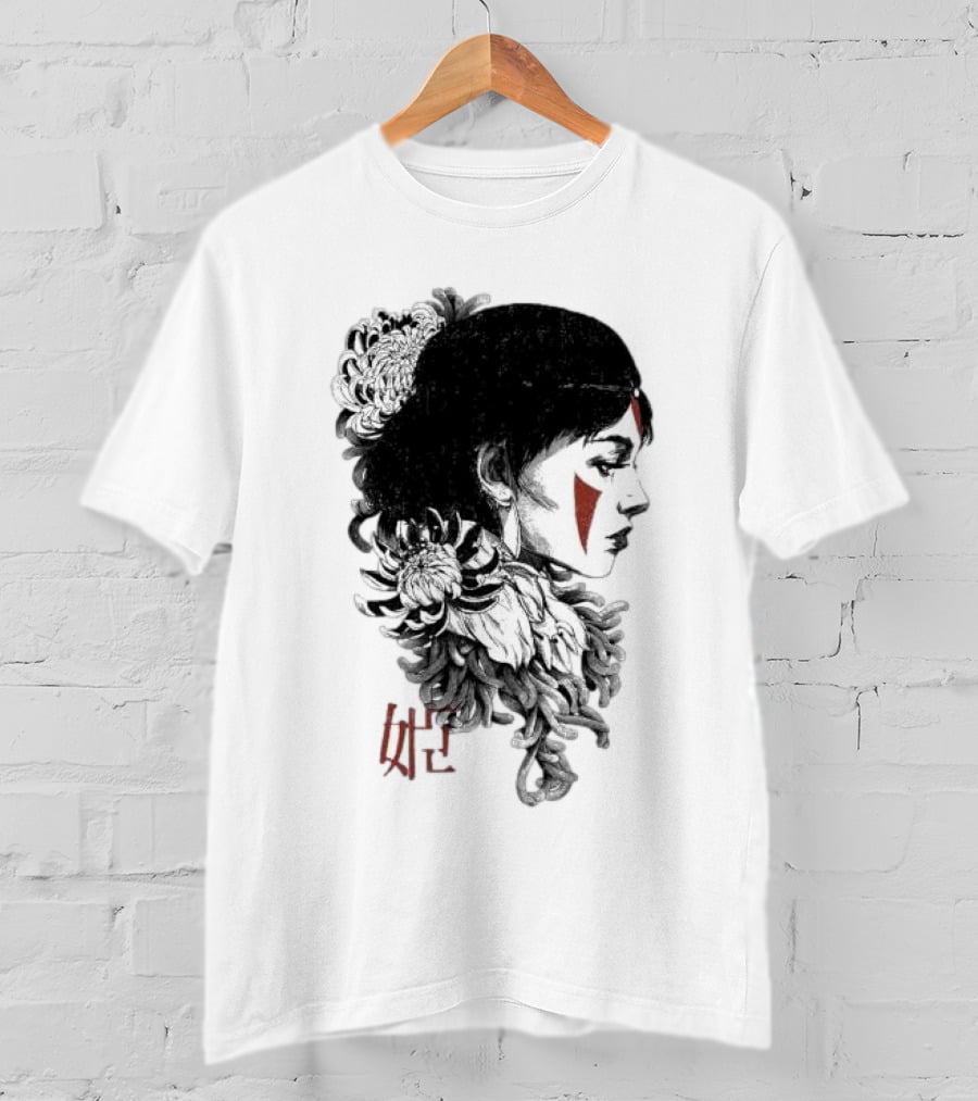 Wolf Girl Rafael Baptista Chrysanthemum Profile Asian Characters T-Shirt