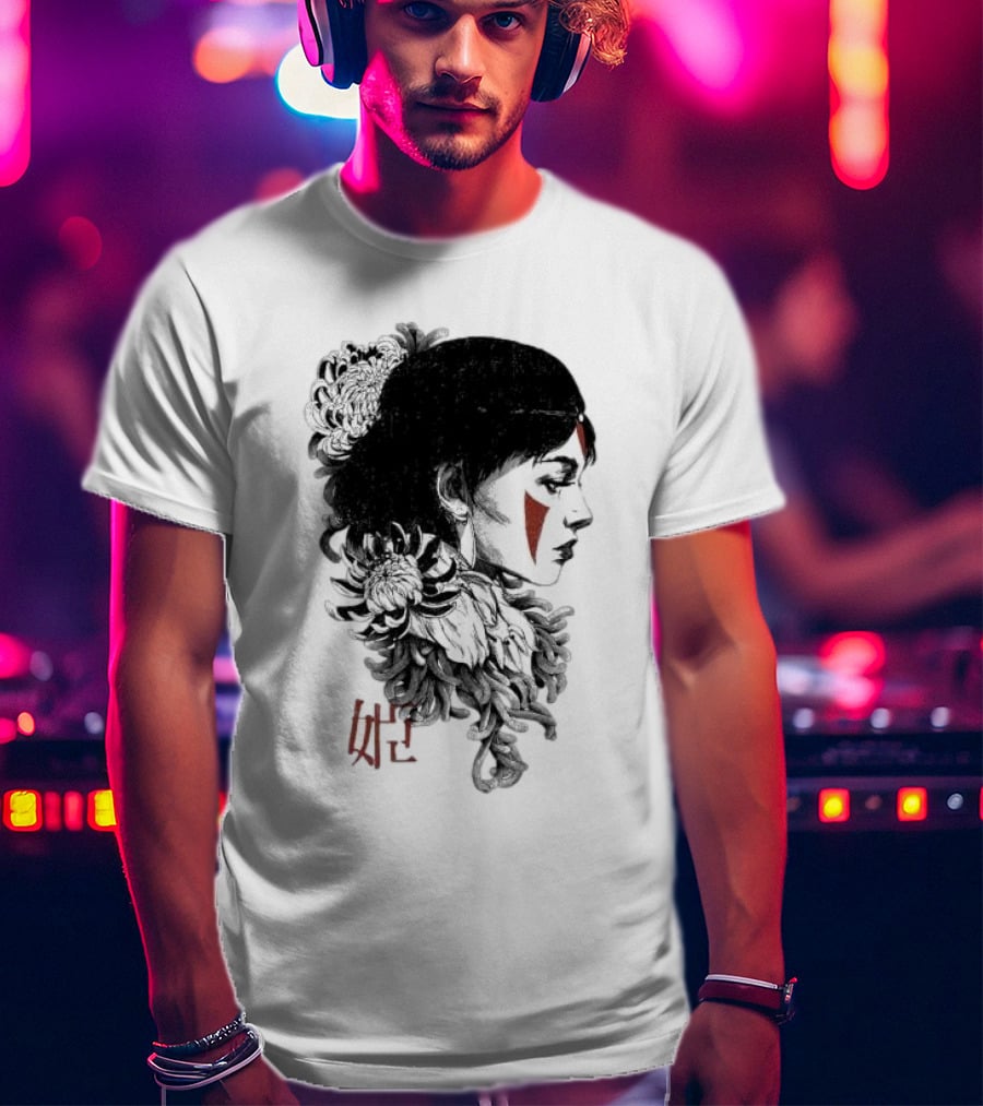 Wolf Girl Rafael Baptista Chrysanthemum Profile Asian Characters T-Shirt