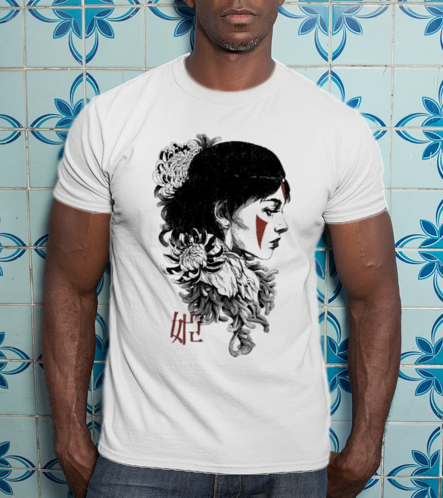 Wolf Girl Rafael Baptista Chrysanthemum Profile Asian Characters T-Shirt