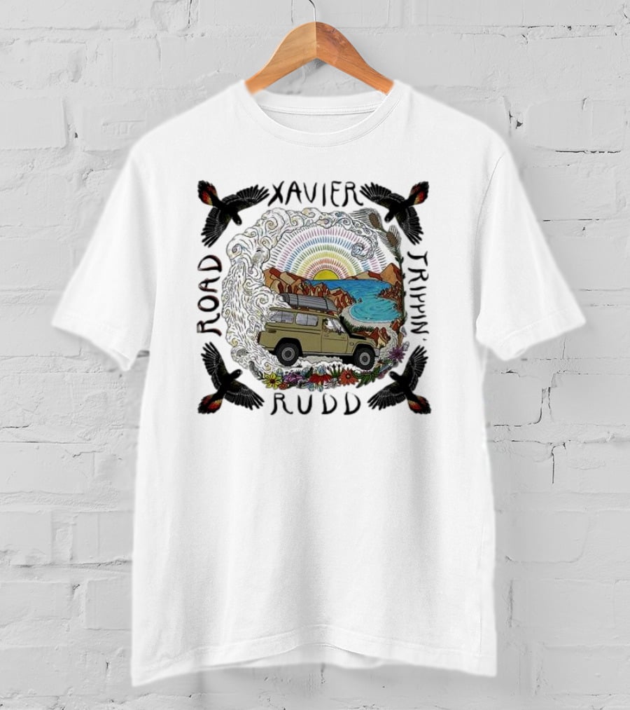 Xavier Rudd Road Trippin’ Sandstone Land Rover Beach Art With Birds T-Shirt