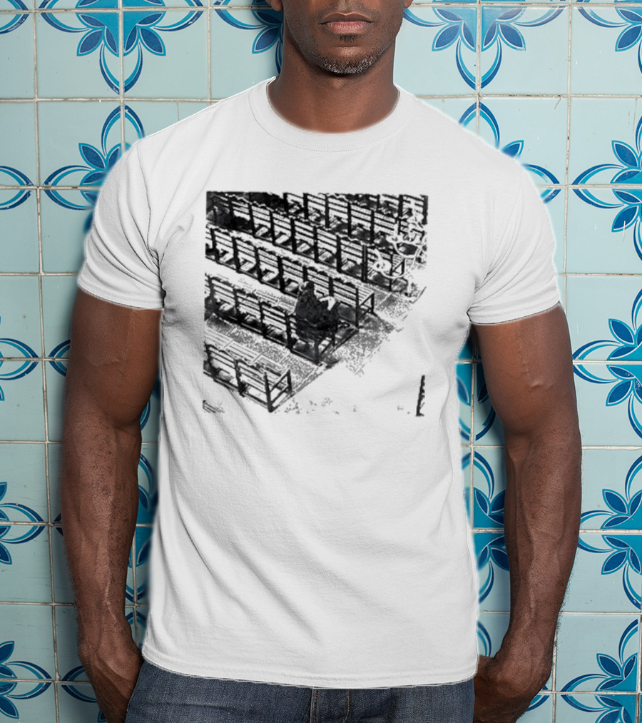 Zarathustra Denisa-St Bernadette Church Pew Monochrome T-Shirt