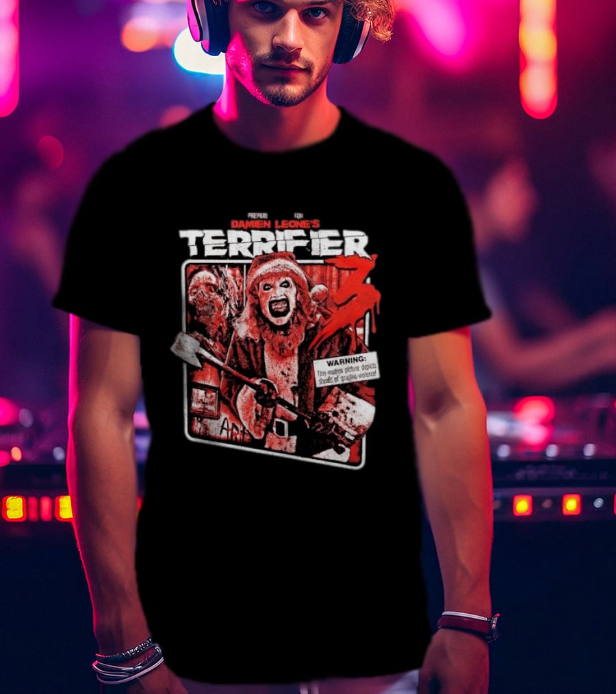 Prepare For Damien Leone's Terrifier 3 Warning Graphic Violence T-Shirt
