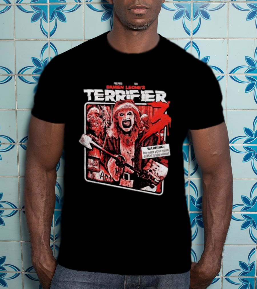 Prepare For Damien Leone's Terrifier 3 Warning Graphic Violence T-Shirt