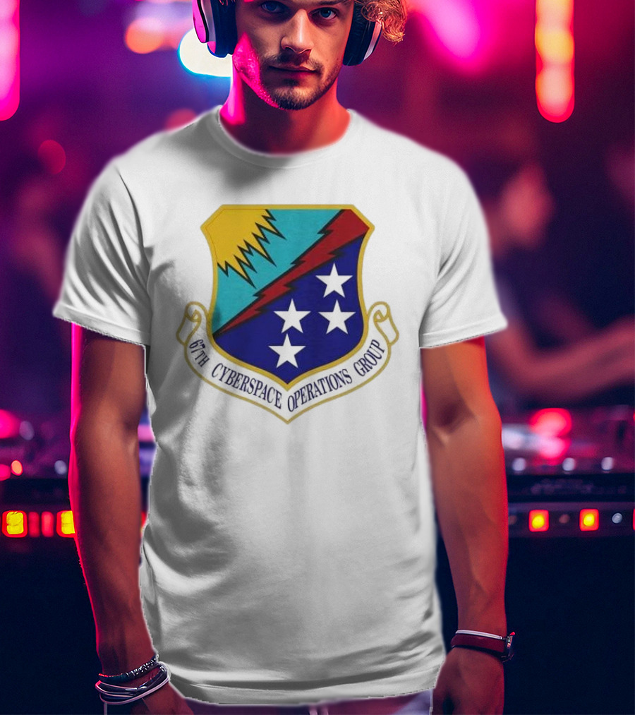 67th Cyberspace Operations Group Emblem With Stars And Lightning Bolt T-Shirt