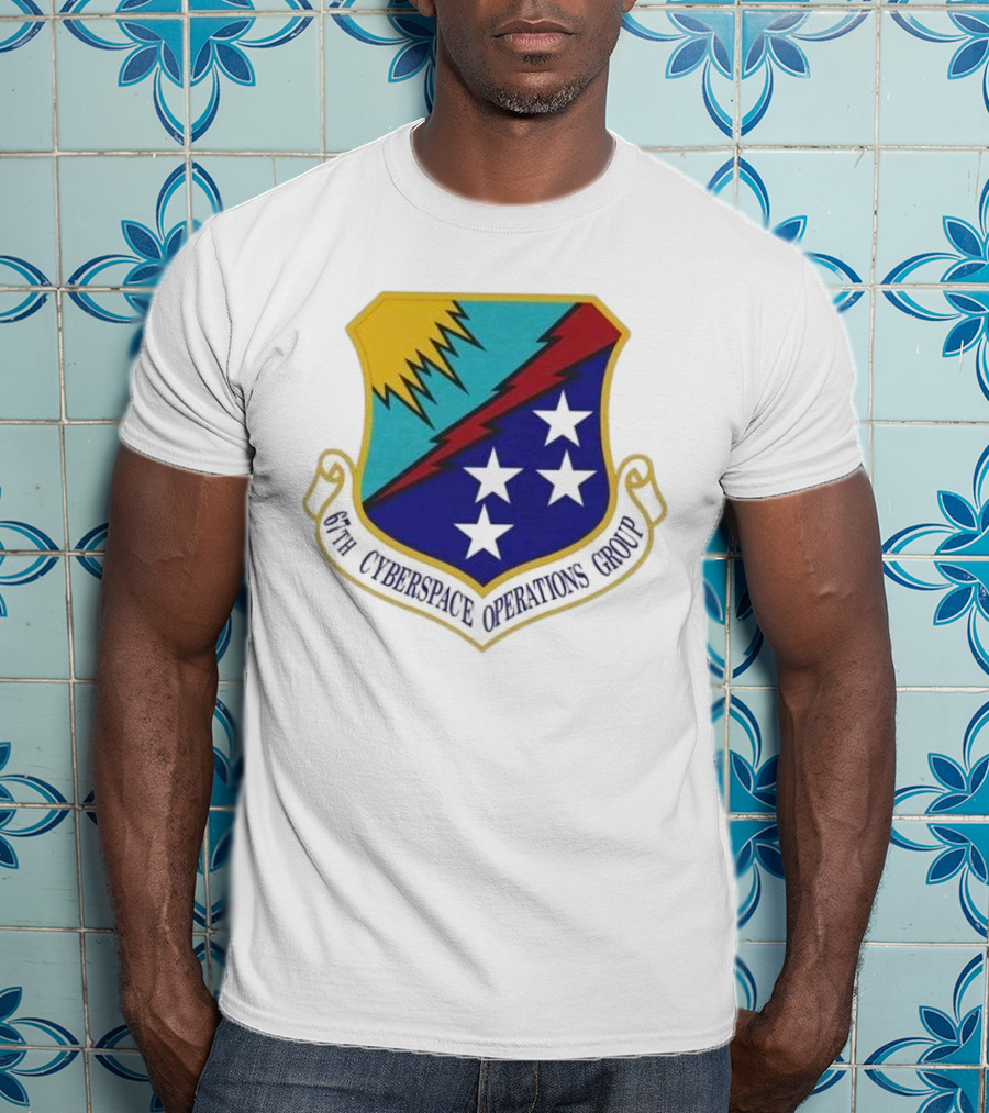 67th Cyberspace Operations Group Emblem With Stars And Lightning Bolt T-Shirt