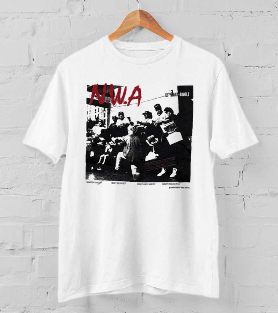N.W.A 1988 Gangsta Gangsta Maxi-Single 12 Inch Quiet On Tha Set Compton Rap Music T-Shirt