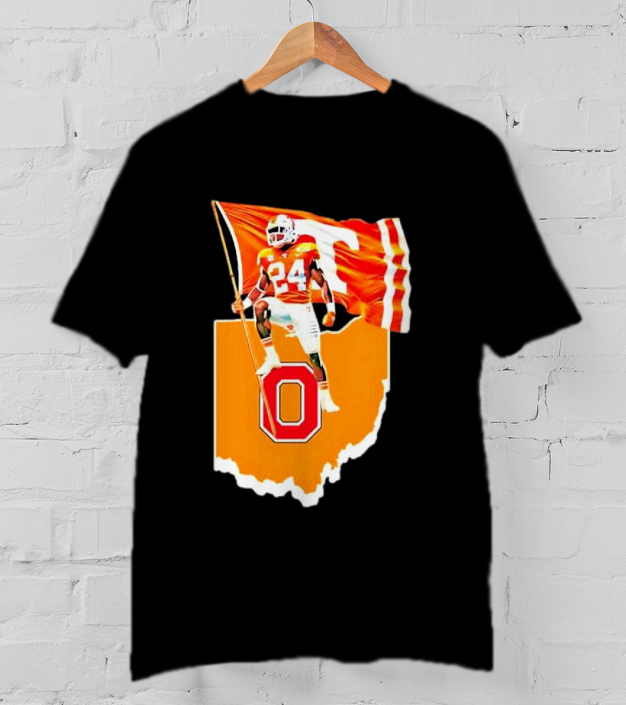 Vols Player With Tennessee Flag Over Ohio State T-Shirt
