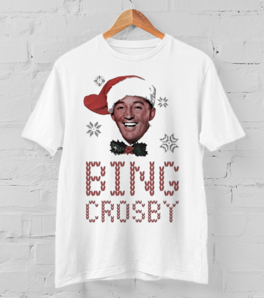 Bing Crosby Jolly Christmas Santa Hat Smiling Face T-Shirt