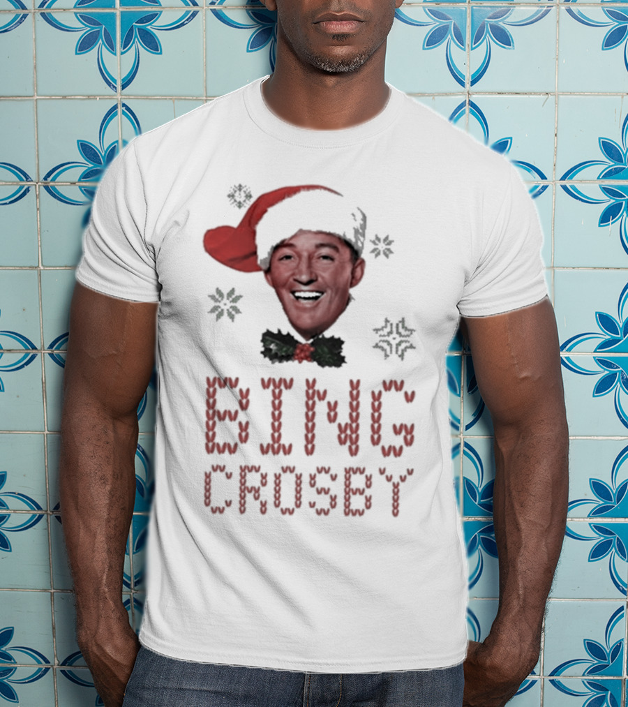 Bing Crosby Jolly Christmas Santa Hat Smiling Face T-Shirt