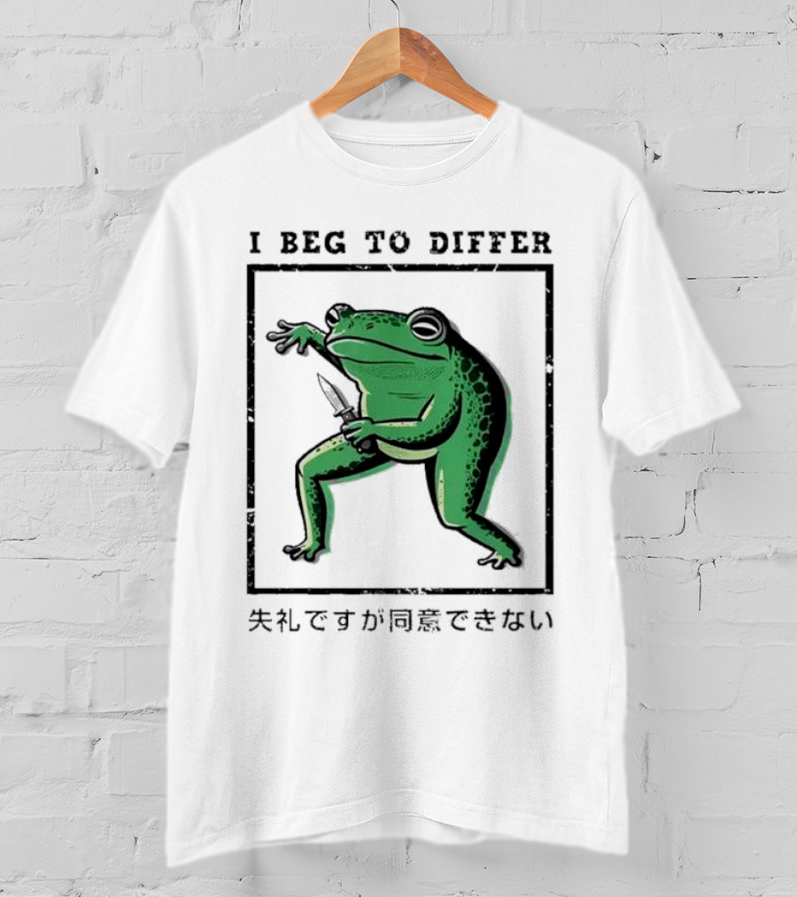 I Beg To Differ Frog Japanese Frog With Knife T-Shirt