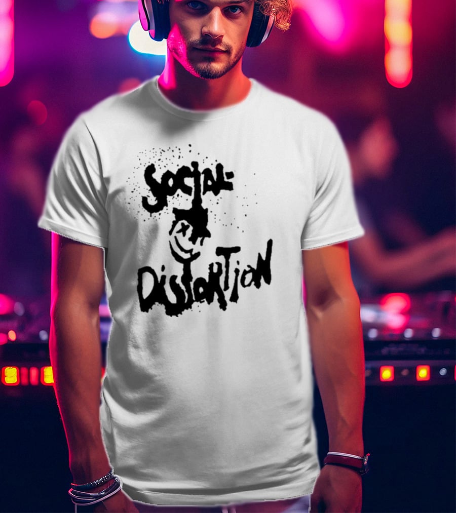 Social Distortion Smiley Logo Black Splatter T-Shirt