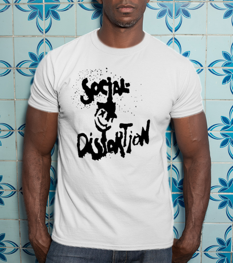 Social Distortion Smiley Logo Black Splatter T-Shirt