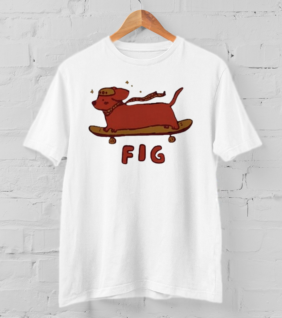 FIG Woof Skateboarding Dog With Hat And Scarf T-Shirt