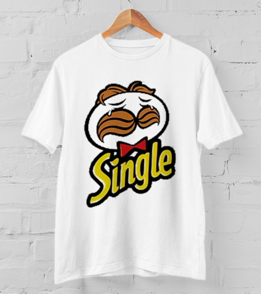 Single Pringle Crying Icon With Mustache And Red Bowtie T-Shirt
