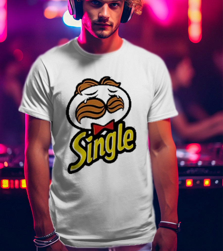 Single Pringle Crying Icon With Mustache And Red Bowtie T-Shirt