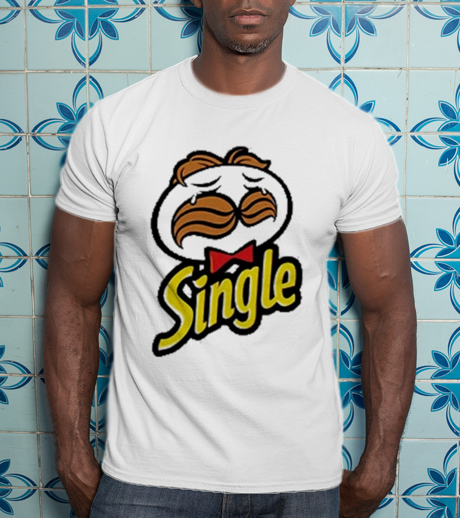 Single Pringle Crying Icon With Mustache And Red Bowtie T-Shirt
