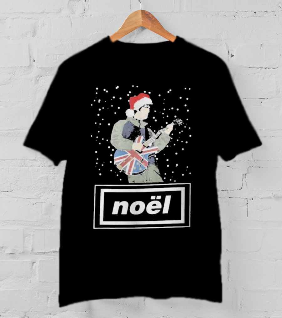 Oasis Noel Christmas Santa Guitar Union Jack T-Shirt