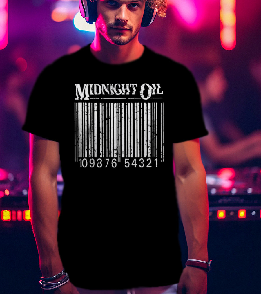 Midnight Oil Barcode 10987654321 Sporty Comfortable T-Shirt