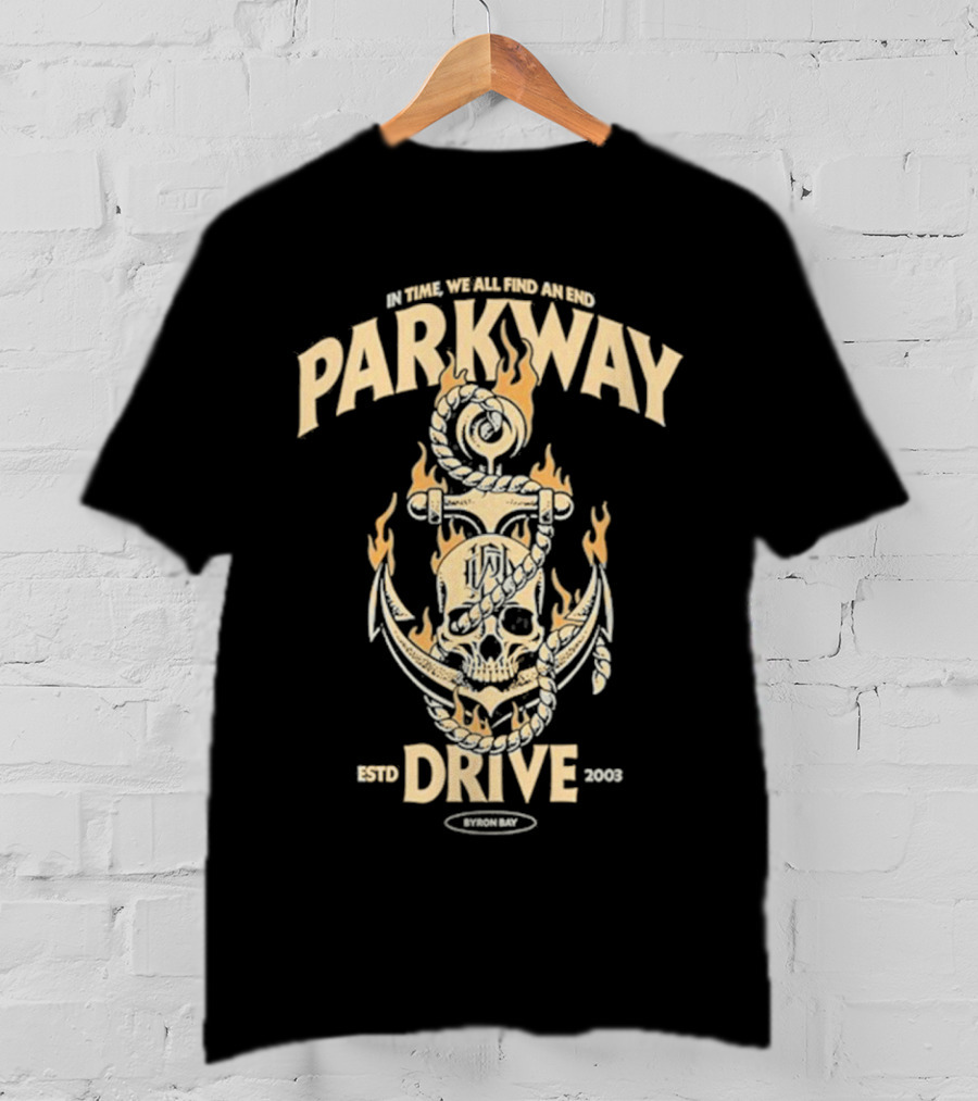 Parkway Drive In Time We All Find An End Skull Anchor Estd 2003 Byron Bay T-Shirt