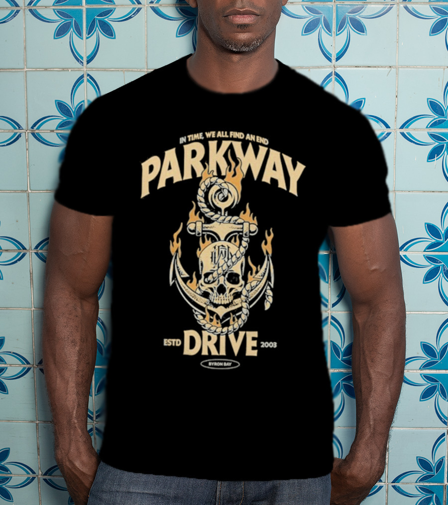 Parkway Drive In Time We All Find An End Skull Anchor Estd 2003 Byron Bay T-Shirt
